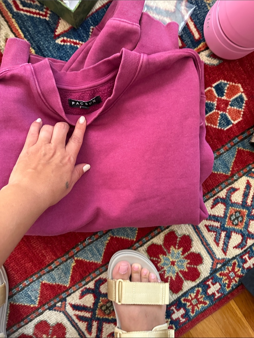 PacSun Women's Fuchsia Crewneck Sweatshirt